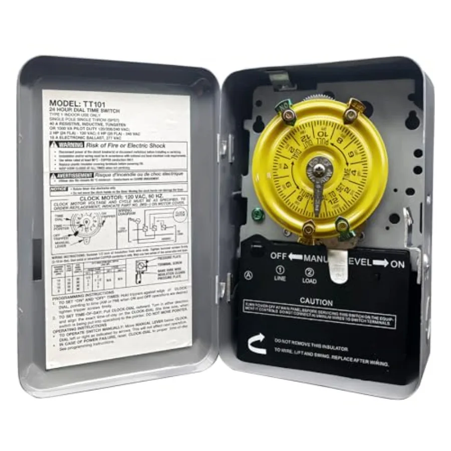 

T101 Electromechanical Timer Switch 12 ON/Off Operations-Manual Override and Included Trippers