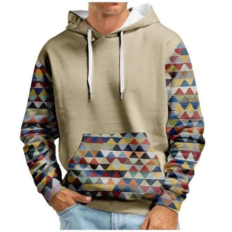 Vintage Men's Hoodie Pullover new arrival Sweatshirt 3D Print Graphic Plaid Color Block Lace Up Casual Daily Sportswear clothing