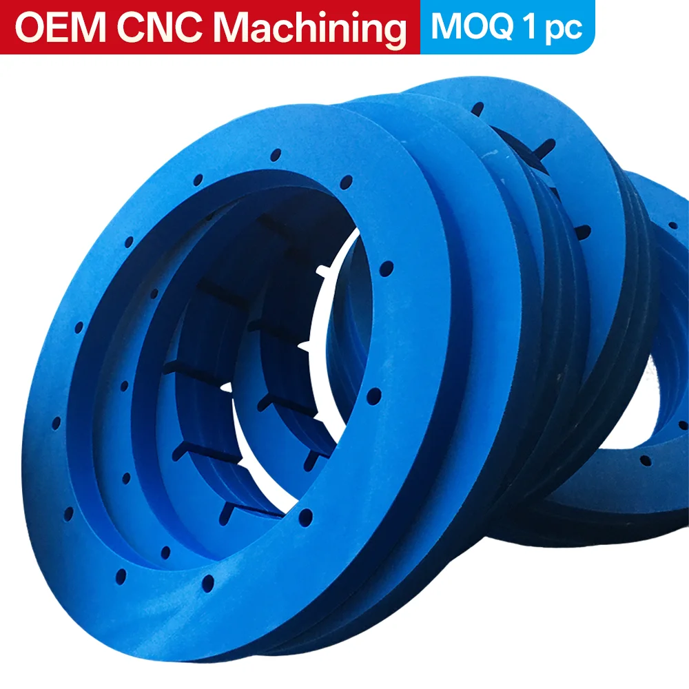 Custom High-Density Rigid Polyethylene EPS Foam Board Mechanical Buffer Sealing Ring/Protective Ring Wear-Resistant Blue CNC Mac