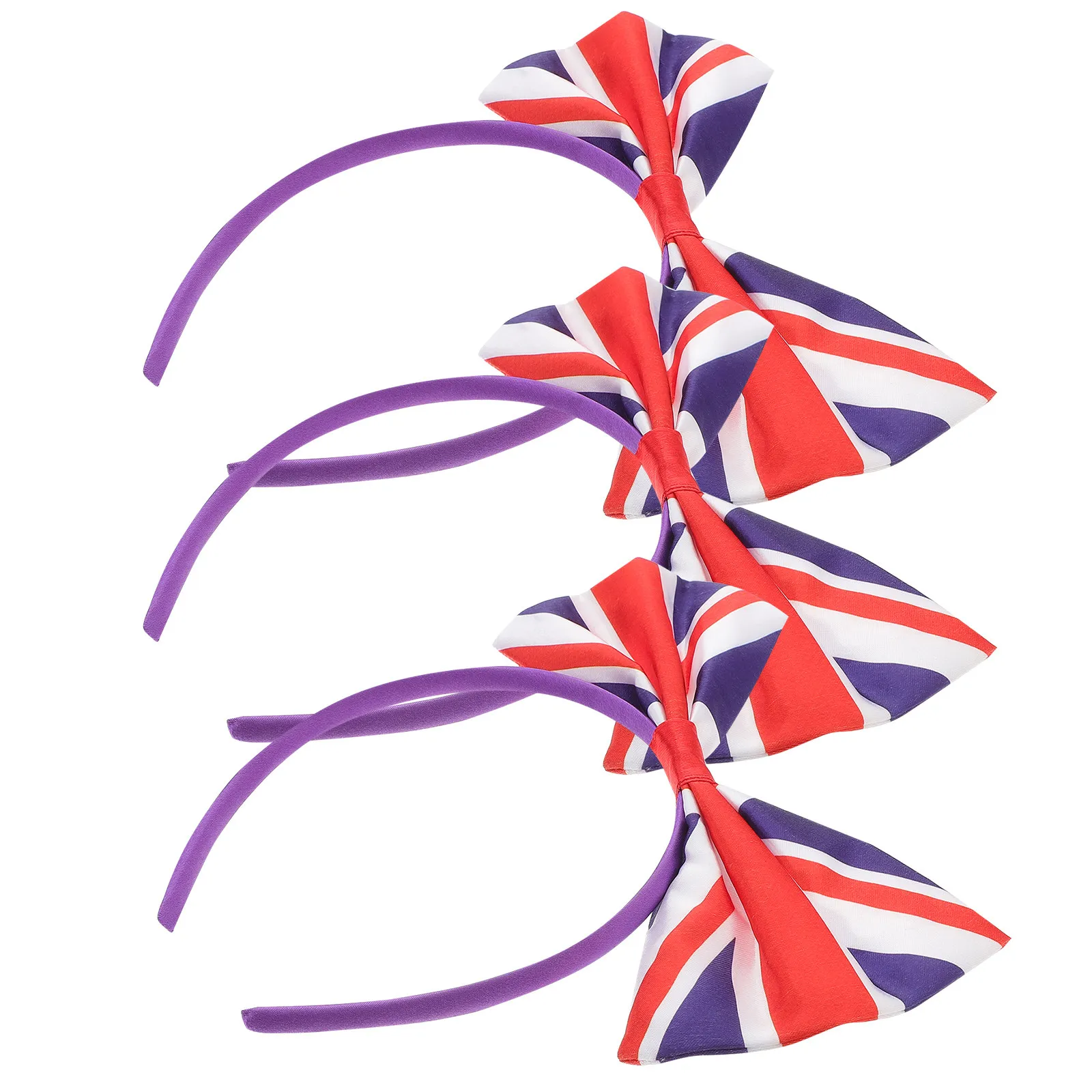 

3Pcs Bow Hair Hoops Large Uk Flag Pattern Headbands for Party Festival Christmas Mardi Gras Football Fans Costume Accessories