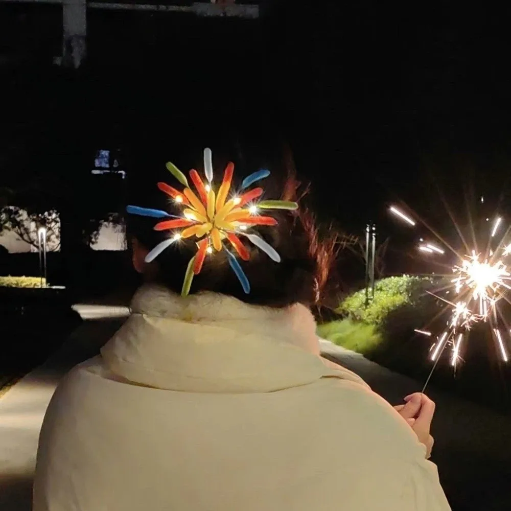 

Twist Bar LED Glow Hairpin LED Glow Light Up New Year Hairpin Photographic Headwear Colorful New Year Headdress