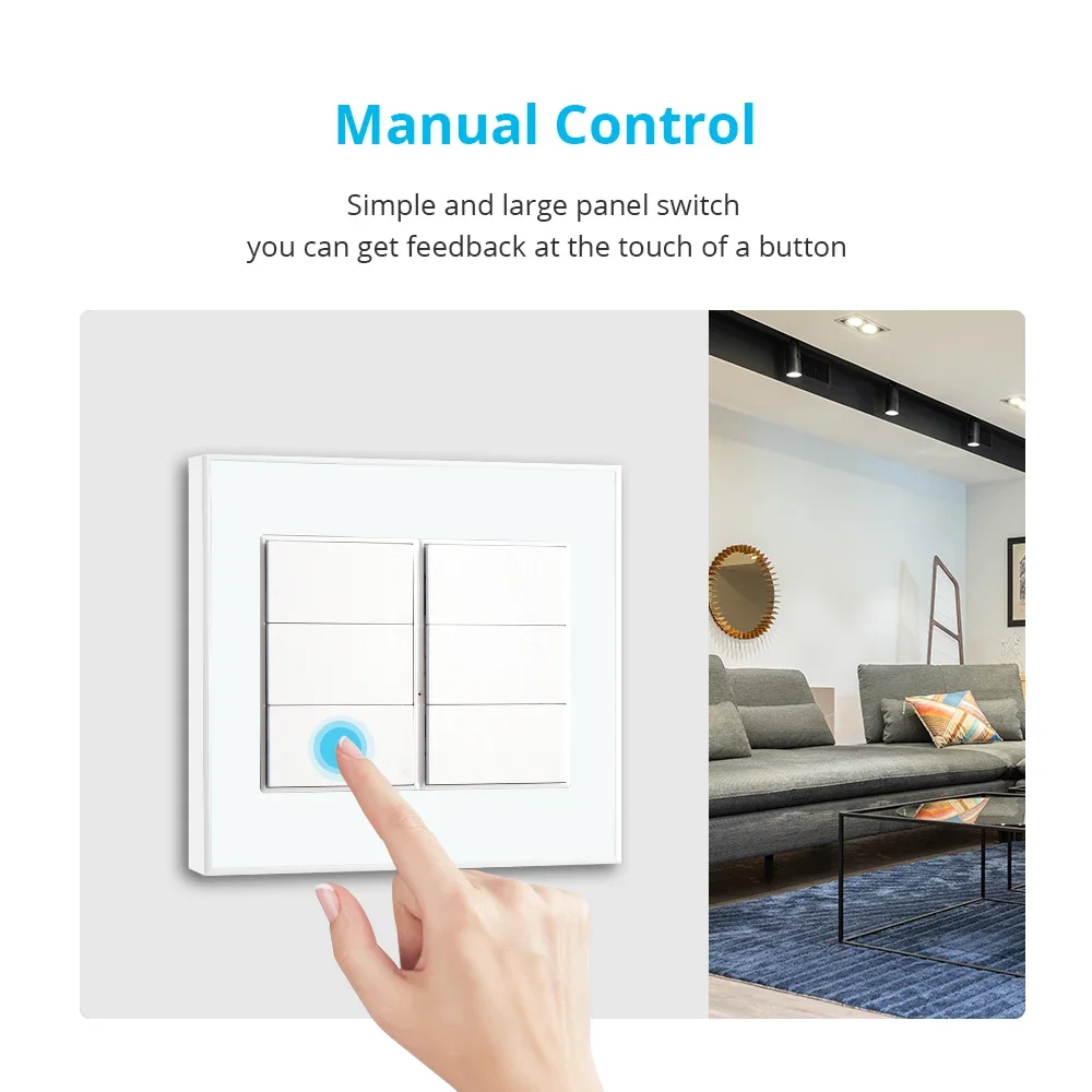 Zemismart Tuya 6 Gangs Zigbee Smart Wall Light Switch 4x4 Neutral Required Push Button Switches Alexa Google Home Remote Control