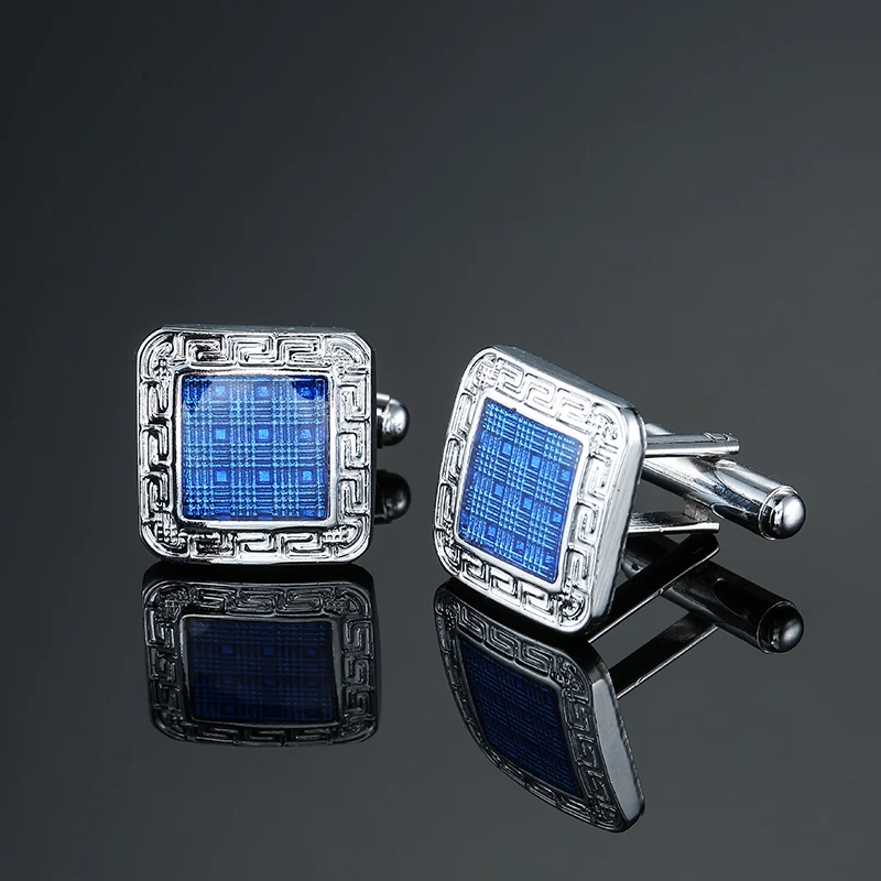 Men's French shirt cufflinks Classic style Square blue enamel cufflinks Fashion clothing accessories Wholesale