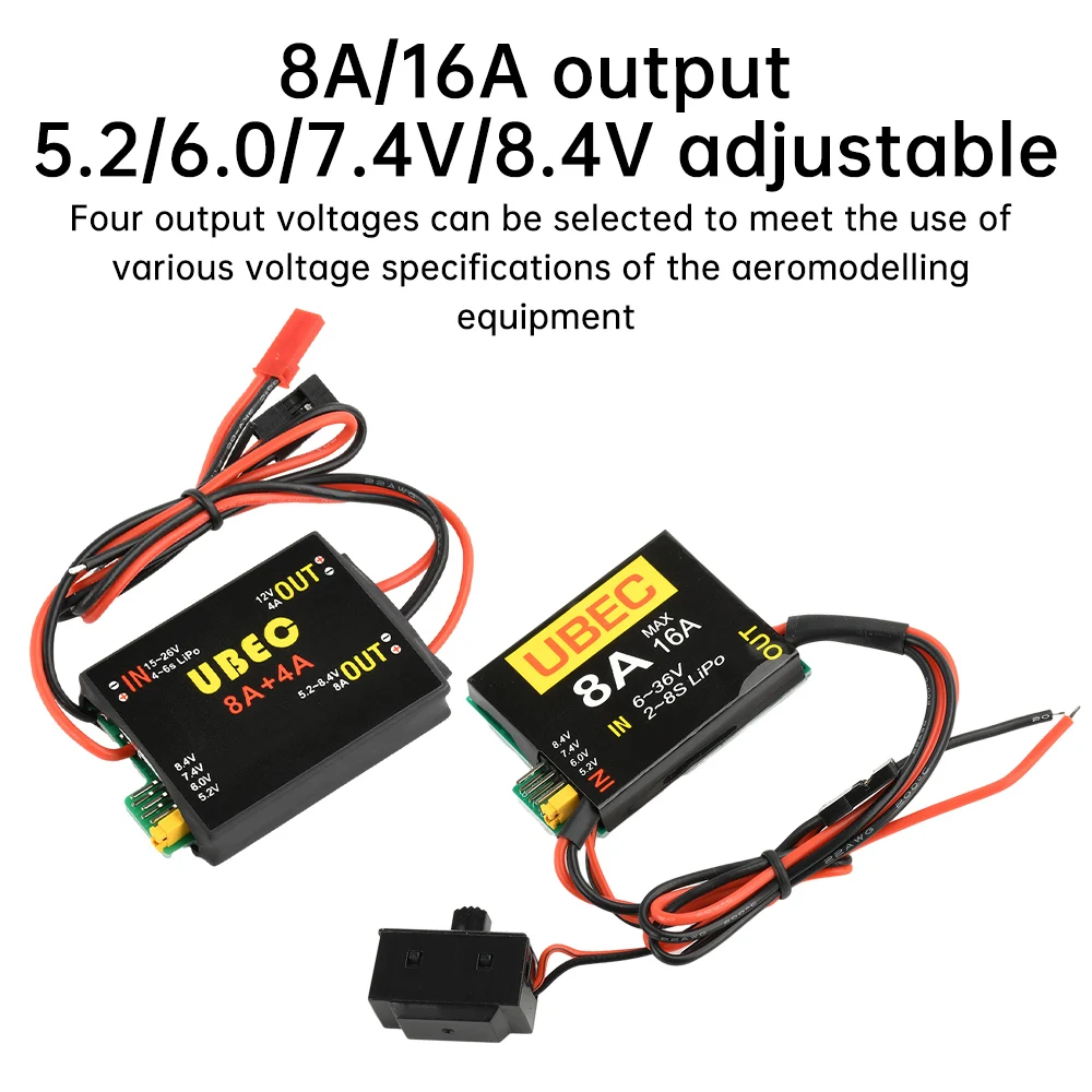 6-36V to 5.2/7.4/8.4 UBEC-8A BEC& Dual UBEC Adjustable Servo Standalone Power Supply RC Automotive Fixed Wing Aircraft Robot Arm