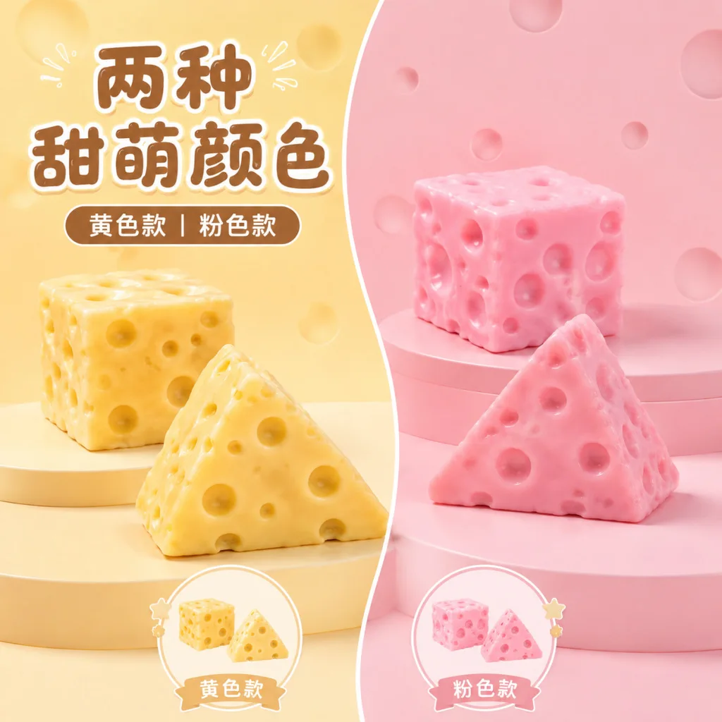 Cute Cheese Squeeze Squishy Toy Simulated Food Shape Soft Rebound Durable Compact Lightweight Stress Relief Fidget Toy for Kids