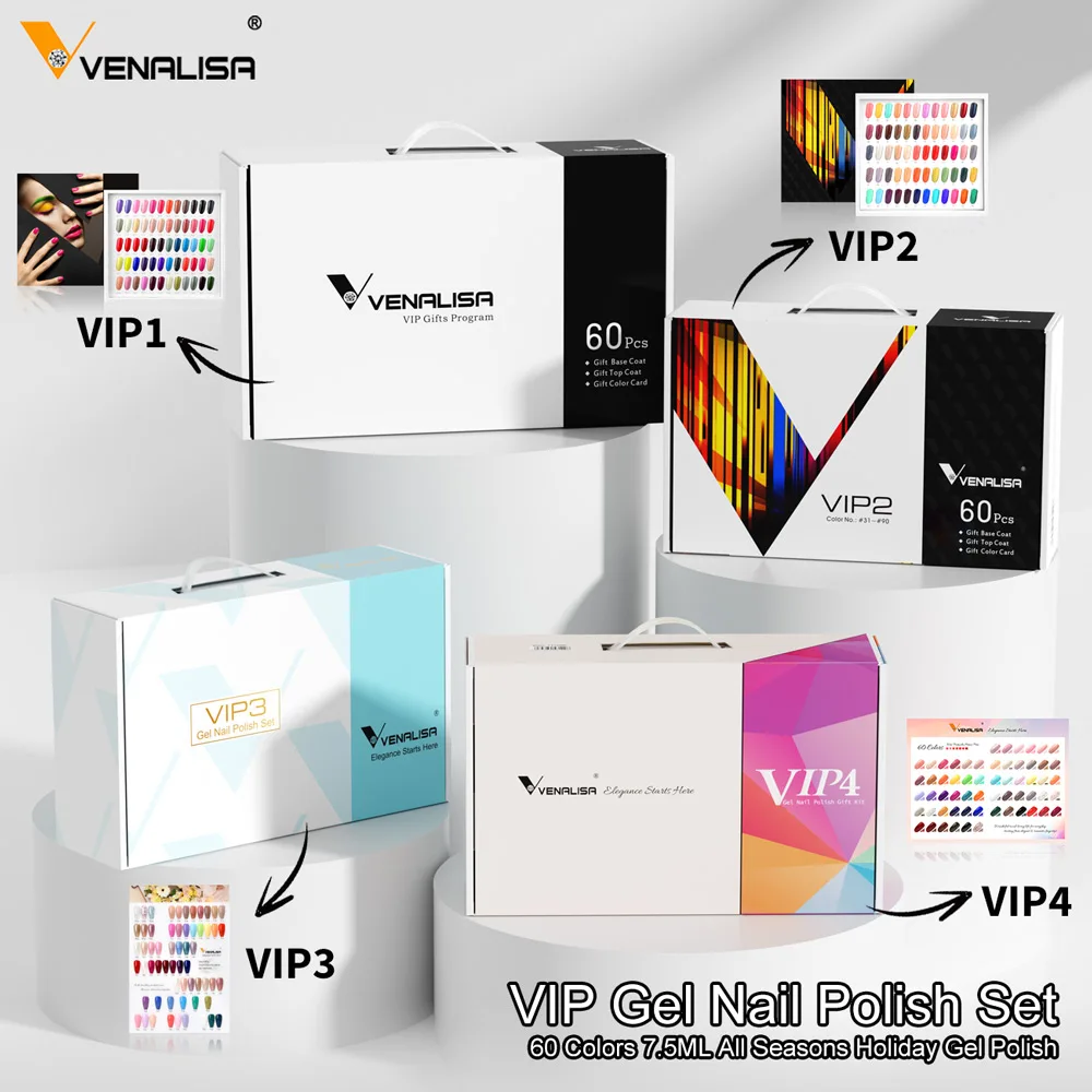 

7.5ml*60pcs VENALISA VIP Kit Nail Gel Polish TPO FREE HEMA FREE Great Coverage Soak Off UV LED Nails Set With Color Chart