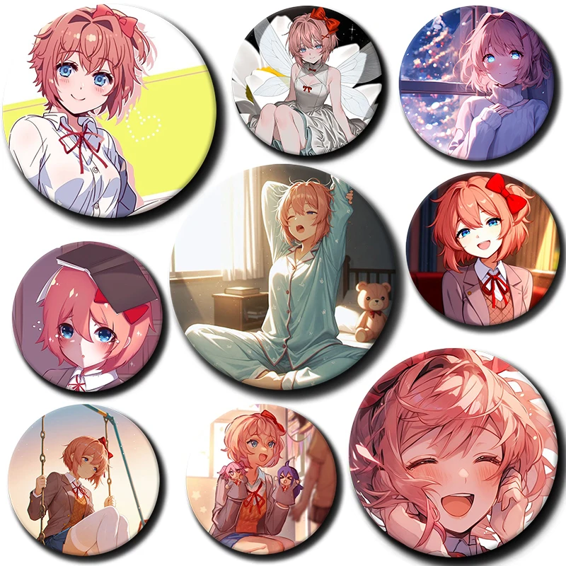 

Cartoon Character Sayori Soft Button Pin Tinplate Badge Anime Sayori Brooch Creative Badge for Backpack Clothes Decoration Gift