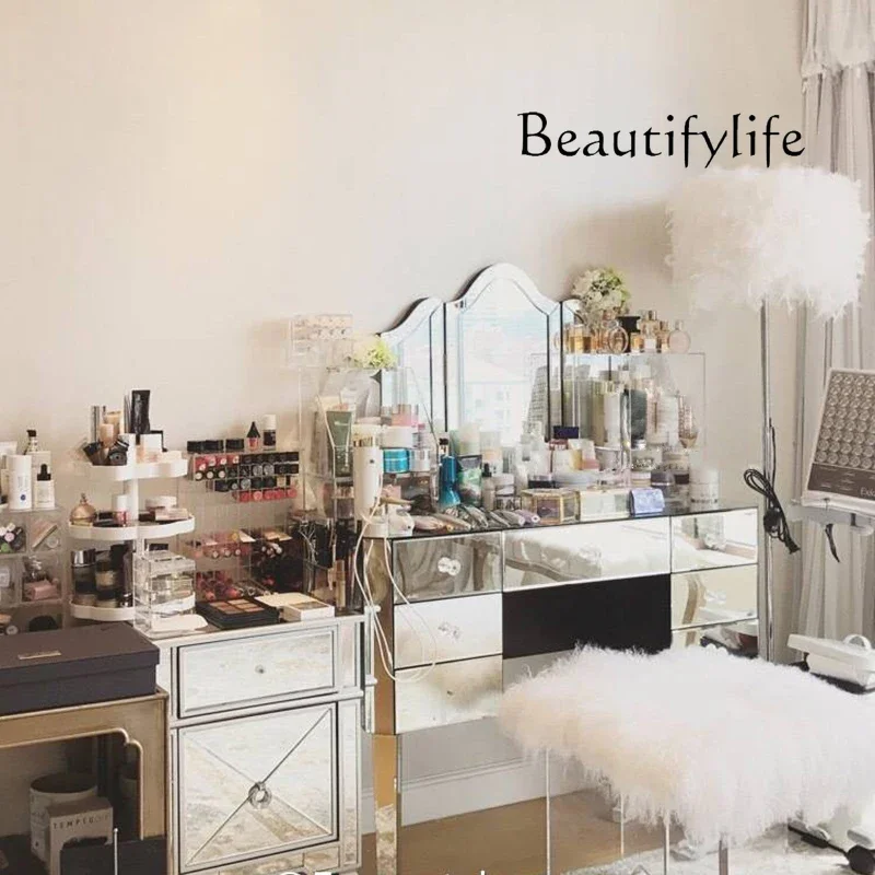 DMirror Dresser Storage Cabinet Integrated Dressing Table Modern Simple Small Apartment Bedroom Dressing Table