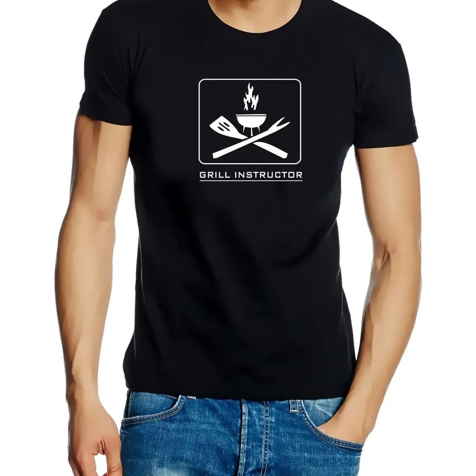 T-shirt Coole Fun pour homme, style Grill Instructor vintage, légèrement graphique, pour un usage quotidien, doux, polyvalent, décontracté