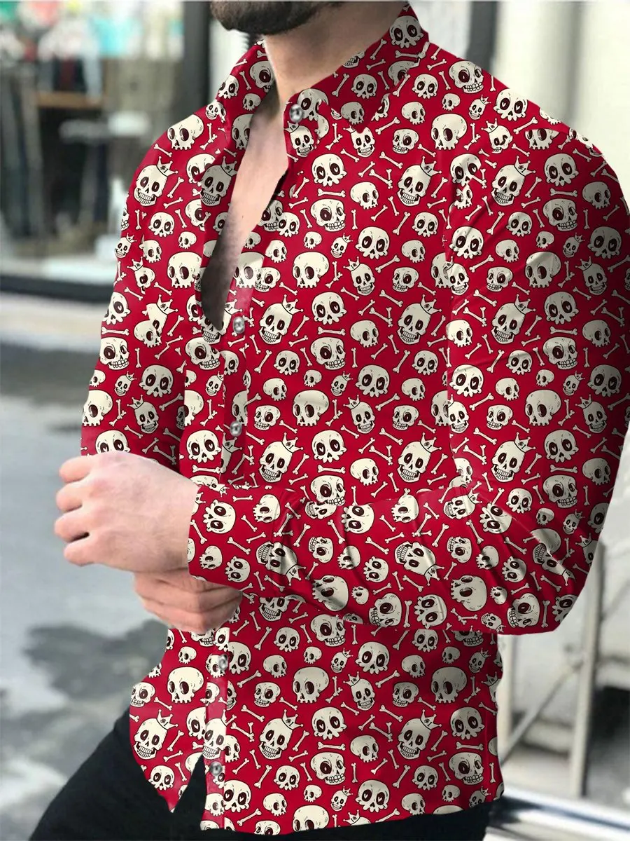 Rose 3D Printing men's long-sleeved Shirt Leisure Lapel single-breasted Elegant Autumn New Fashion Casual Unisex Street shirts.