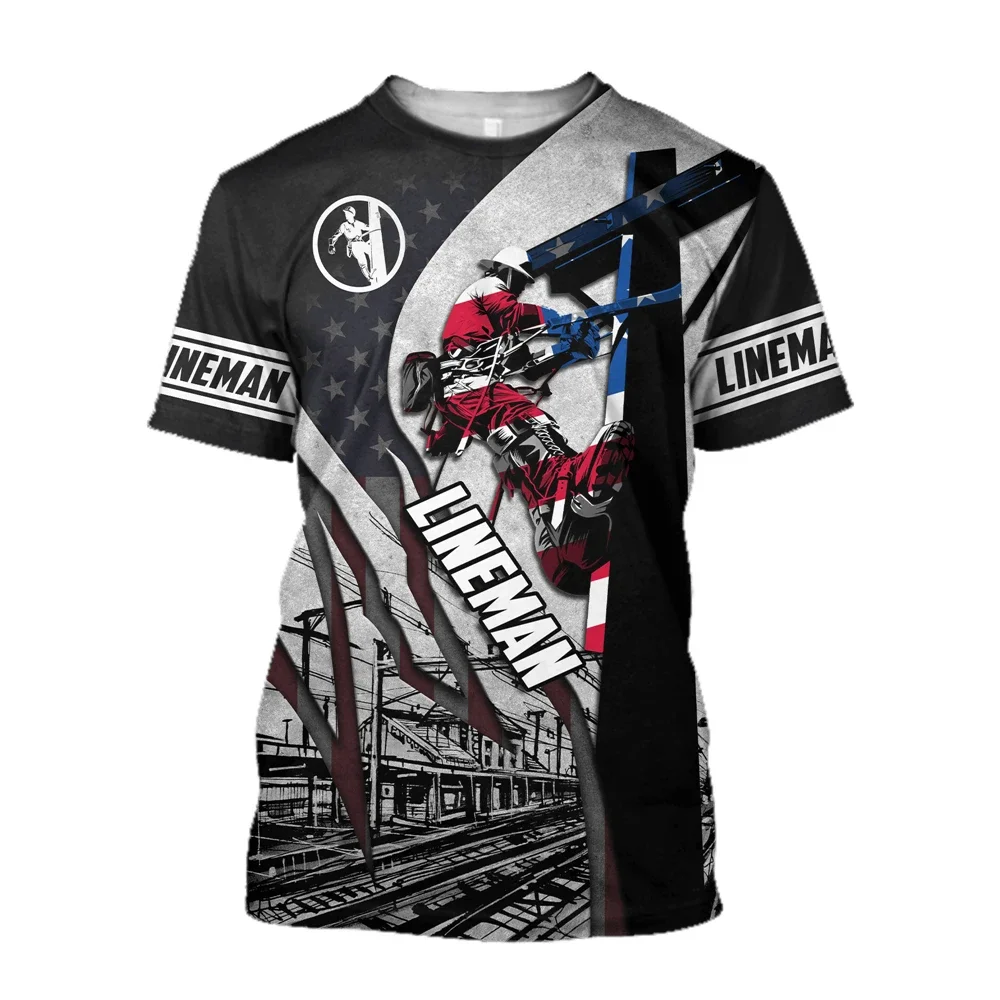 

Футболки HX Lineman «Я электрик», футболки с 3D графикой, модные повседневные футболки в стиле Харадзюку, мужская одежда, дропшиппинг