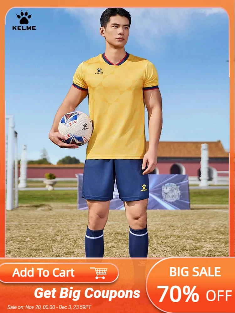 

Kelme Men's Football Uniforms Customized Football Game Team Uniforms Outdoor Sports Breathable Short-sleeved Football Suit