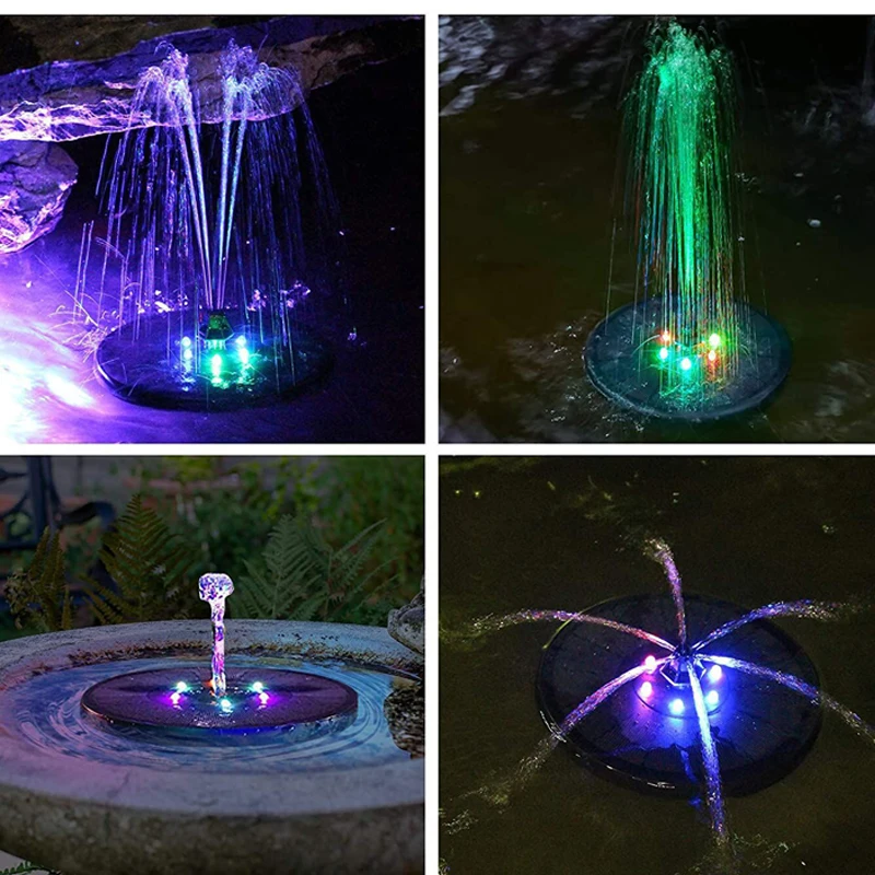 Floating Solar Fountain with Colorful LED Light, Garden Fountain, Bird Bath Solar Panel, Powered Fountain Water Pump, Decoration images - 6