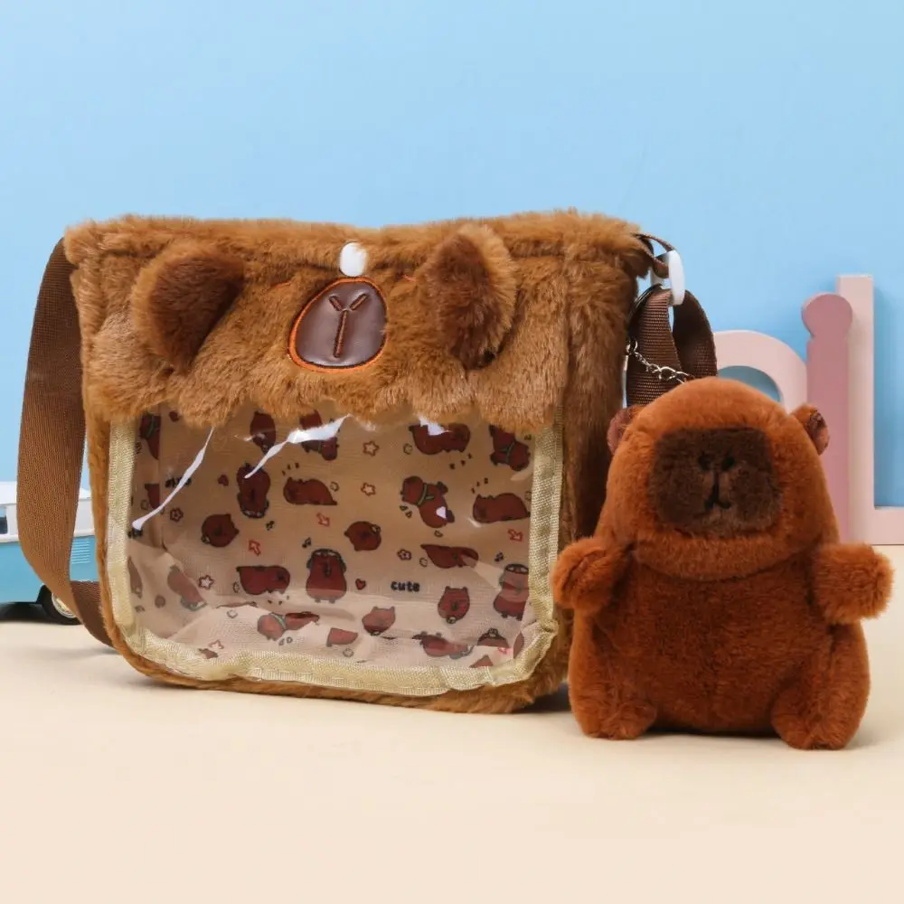 Animals Capybara Plush Backpack Plush Doll Bag Large Capacity Cartoon Shoulder Bag Zipper Shoulder Bag Students School Bag