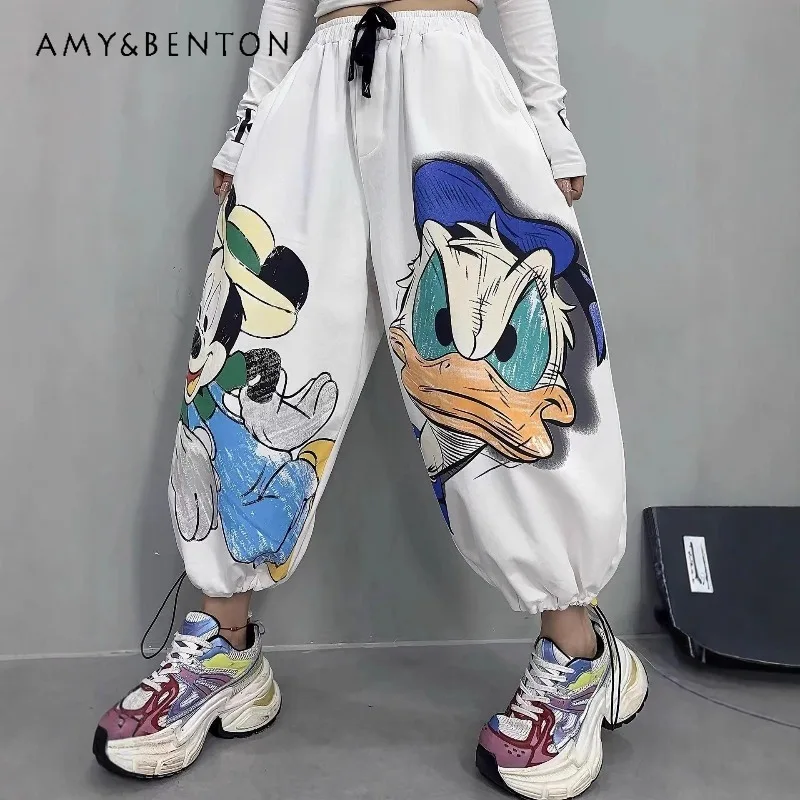 

2025 Autumn New Tie-Dye Cargo Pants Popular Ladies Slacks Large Pocket Loose Street Dance Jogger Harem Casual Sports Sweatpants