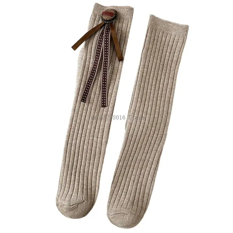 Girls Elastic Knee Length Cotton Socks Breathable Design For Active Kids Nonslip Ready Long Stockings