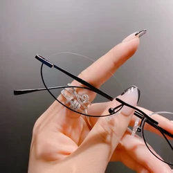 Metal Oval Half Frames Glasses Women Girls Y2K No Lens Cosplay Eyeglasses Anime Photography Party Eyewears Royal Elder Sister