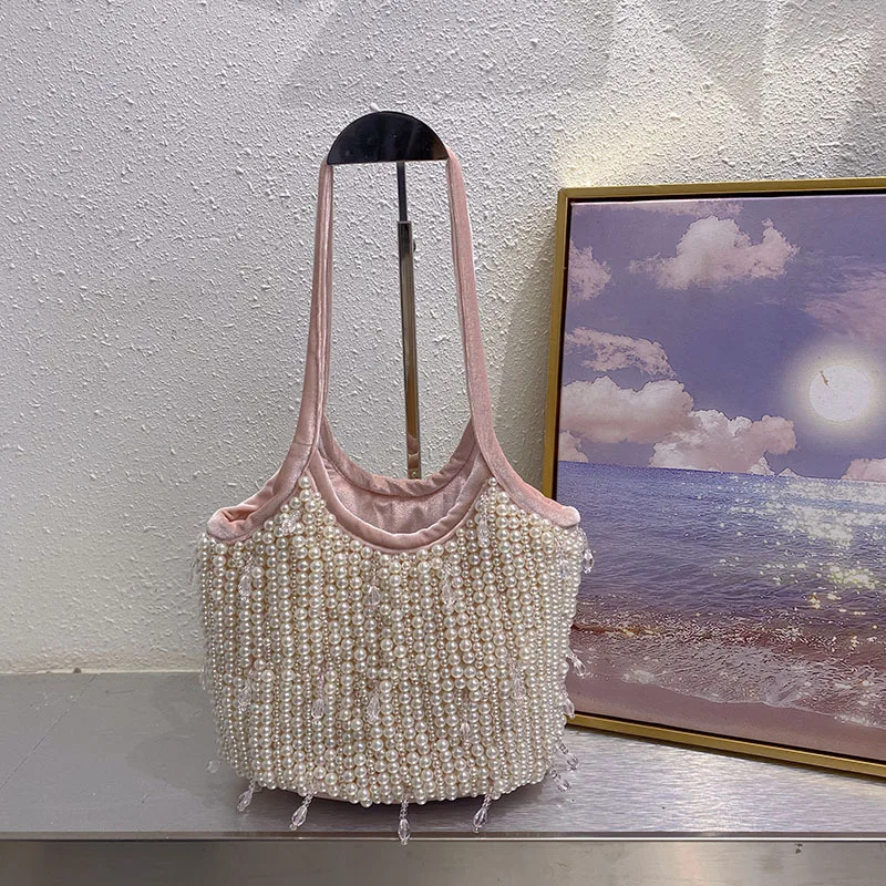 

Fashion Sweet Trend Bag Handmade Beaded Tassel Portable Large Capacity Portable Shoulder Bag