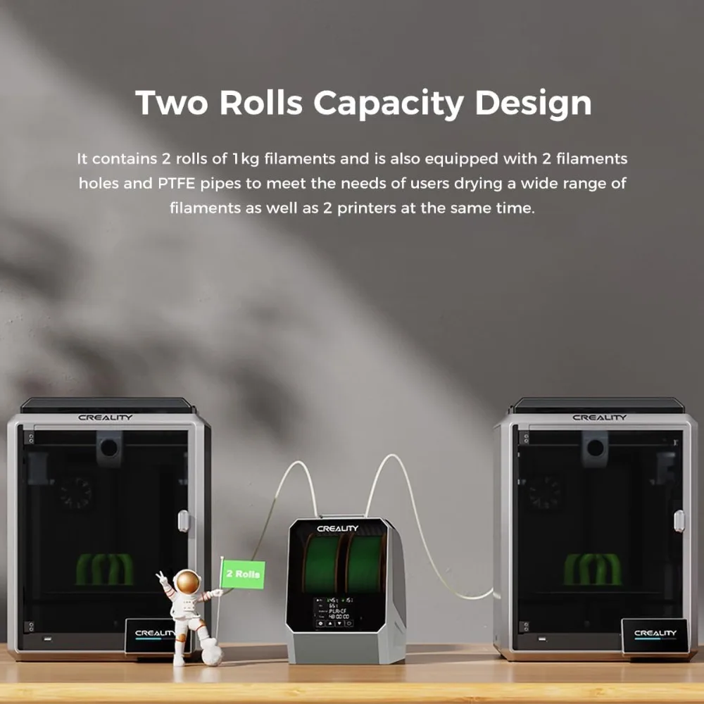 2025 Official CREALITY Space Pi Filament Dryer Plus, 2 Spools Double 360° 160W PTC Fast Heating 3D Printer Filament Dryer Box