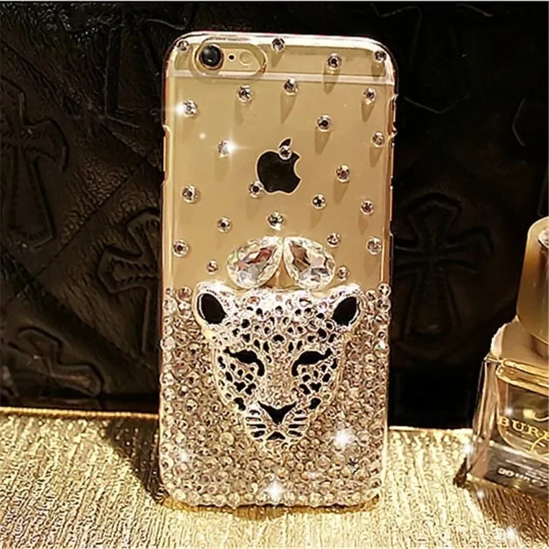 Rhinestone Leopard Head Case for Samsung Galaxy A55, A54, A32, 5G, A52, A71, 4G, A51, A72, A73, A53, Diamond Cover, Phone Case