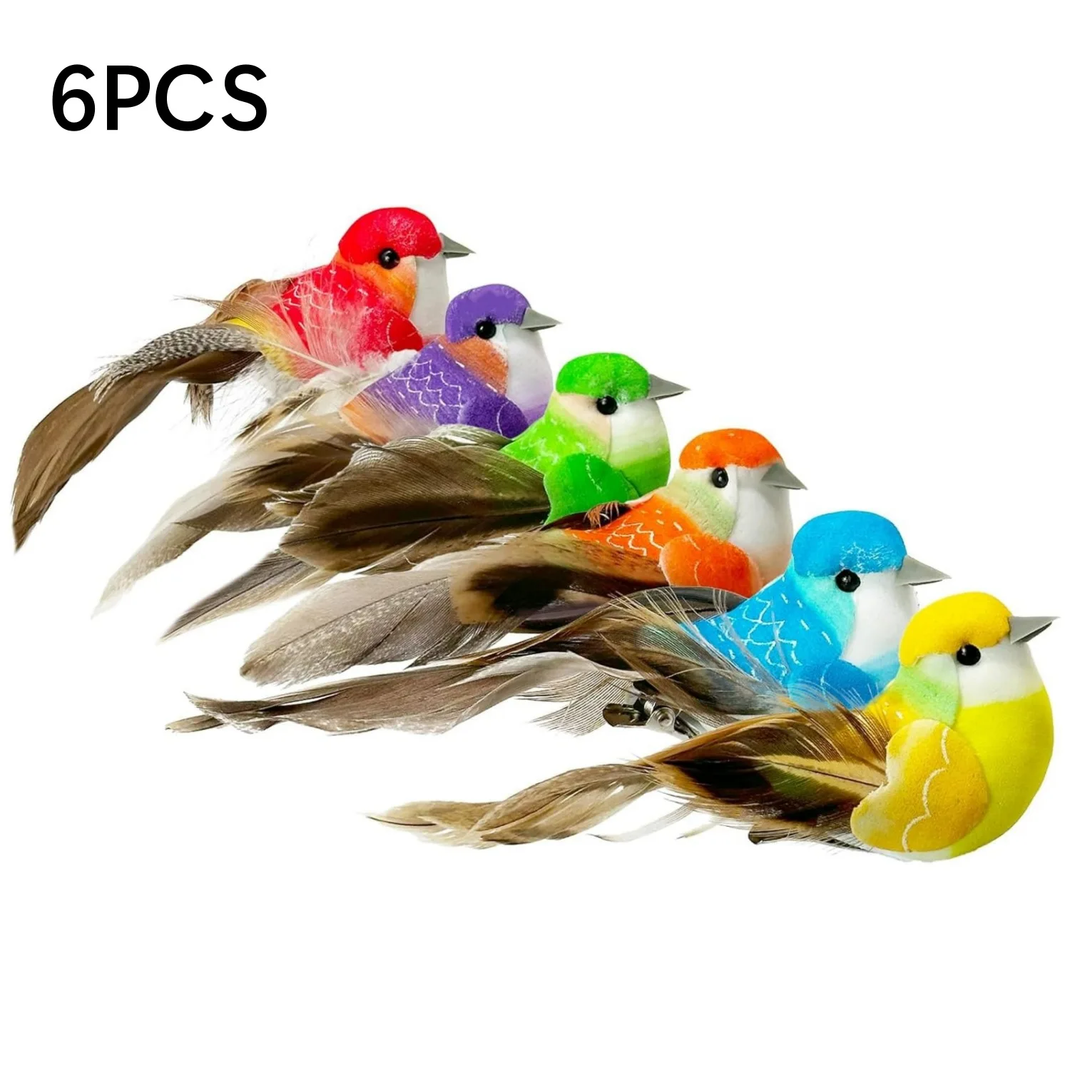 6pcs Fake Bird Artificial Foam Feather Bird Ornament for Birdshouse Craft Christmas Tree Decor Birthday Party Gift Bird Model