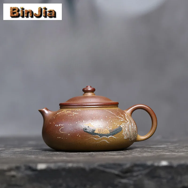 

160 мл традиционные фиолетовые глиняные чайники Исин, знаменитый горшок ручной работы Хан Цзян, необработанная руда, фарфоровый грязевой чайник, чайный сервиз Zisha
