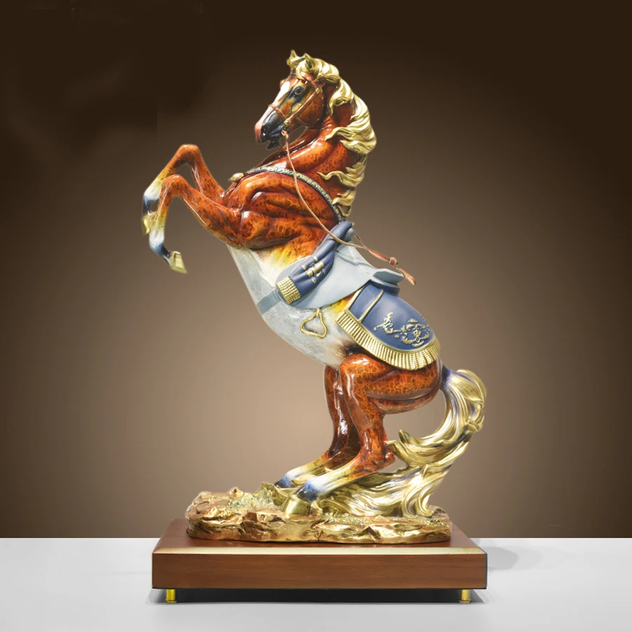 43cm large # HOME OFFICE Company high grade Success GOOD luck Color copper Royal Wealth horse Decorative Sculpture ART statue