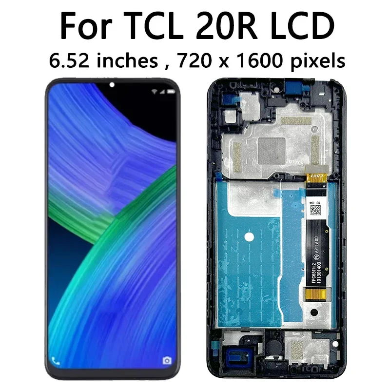 6.52 "IPS LCD ل TCL 20 R 5G T767H شاشة الكريستال السائل مجموعة المحولات الرقمية لشاشة تعمل بلمس لاستبدال TCL 20R 5G LCD