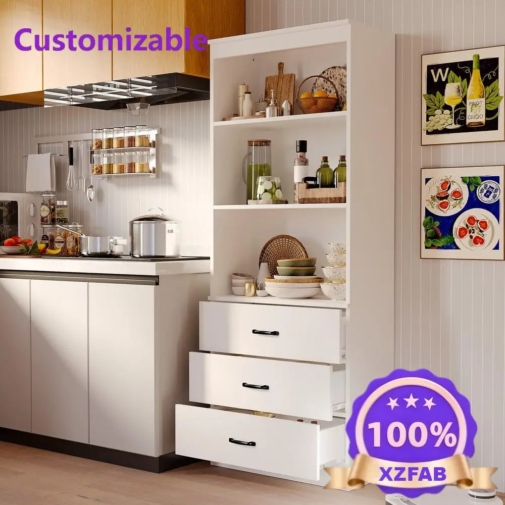 Factory Direct 2026 70 H 6Tier Bookshelf with 3 Drawers, White Bookcase with 3Tier Open Shelves, Tall Book Shelf with Storage
