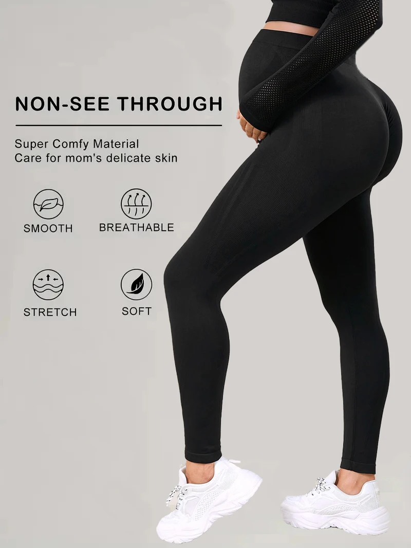 Women's Maternity Leggings with Pockets Over The Belly,Pregnancy Yoga Pants Activewear Workout Leggings