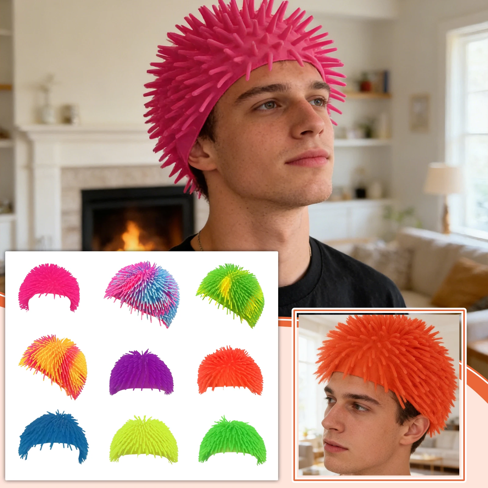 

Красочная повязка на голову из мягкой резины TPR с длинными волосами, аксессуар для вечеринок и выступлений, реквизит для интерактивных игр родителей и детей