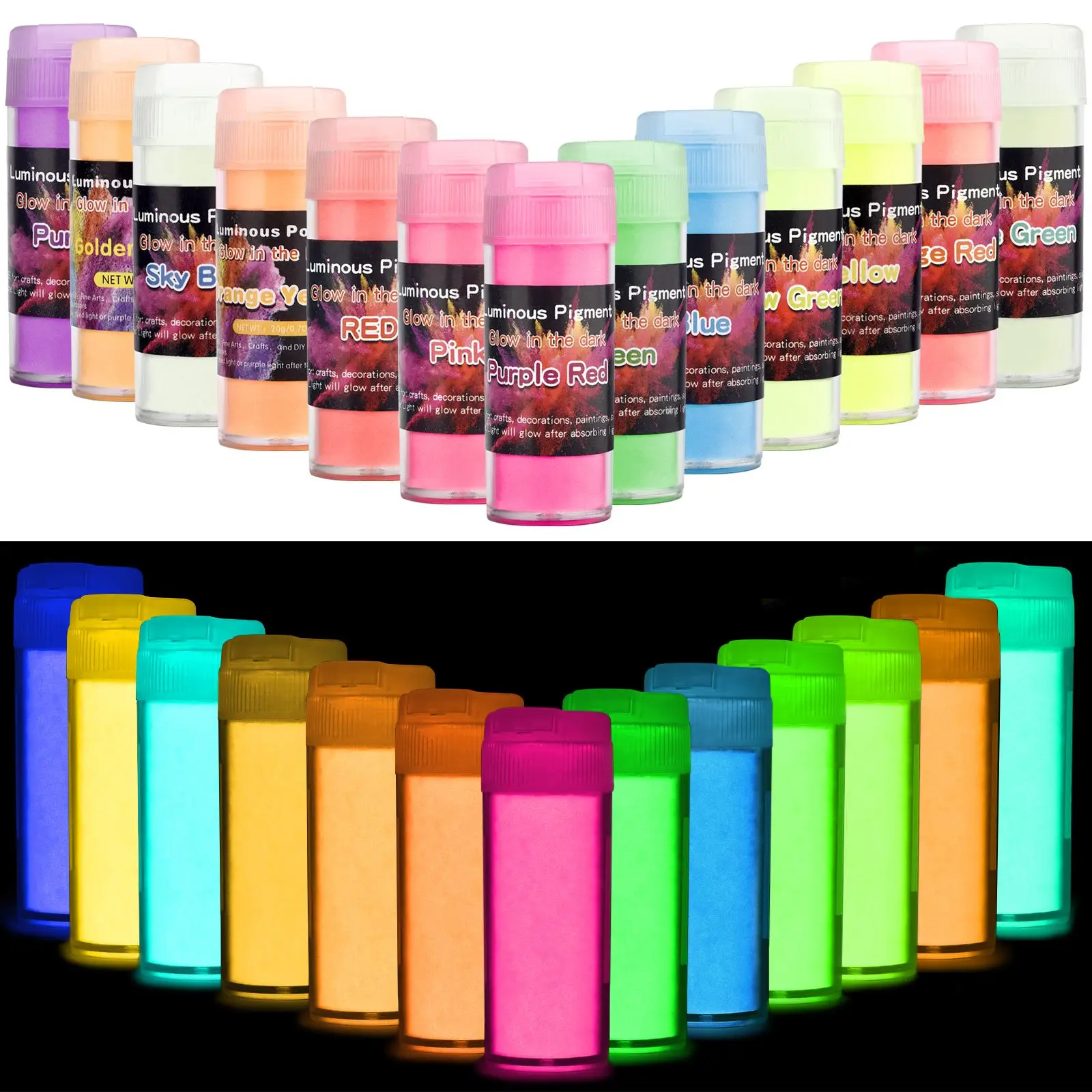 20g/Bottle Luminous Powder Resin Pigment DIY Epoxy Resin Mold Nail Art Glitter Powder Glow In The Dark Jewelry Making Supplies