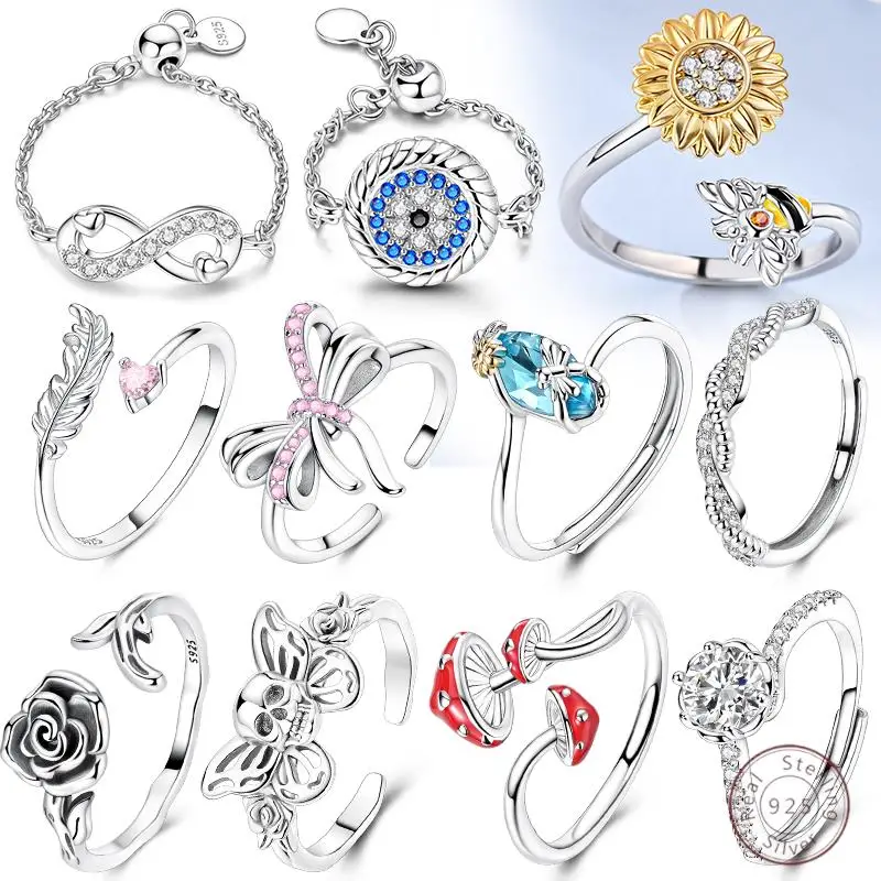 

New Original 925 Sterling Silver Ring Small Snake Open Women's Valentine's Day Birthday Gift DIY Jewelry