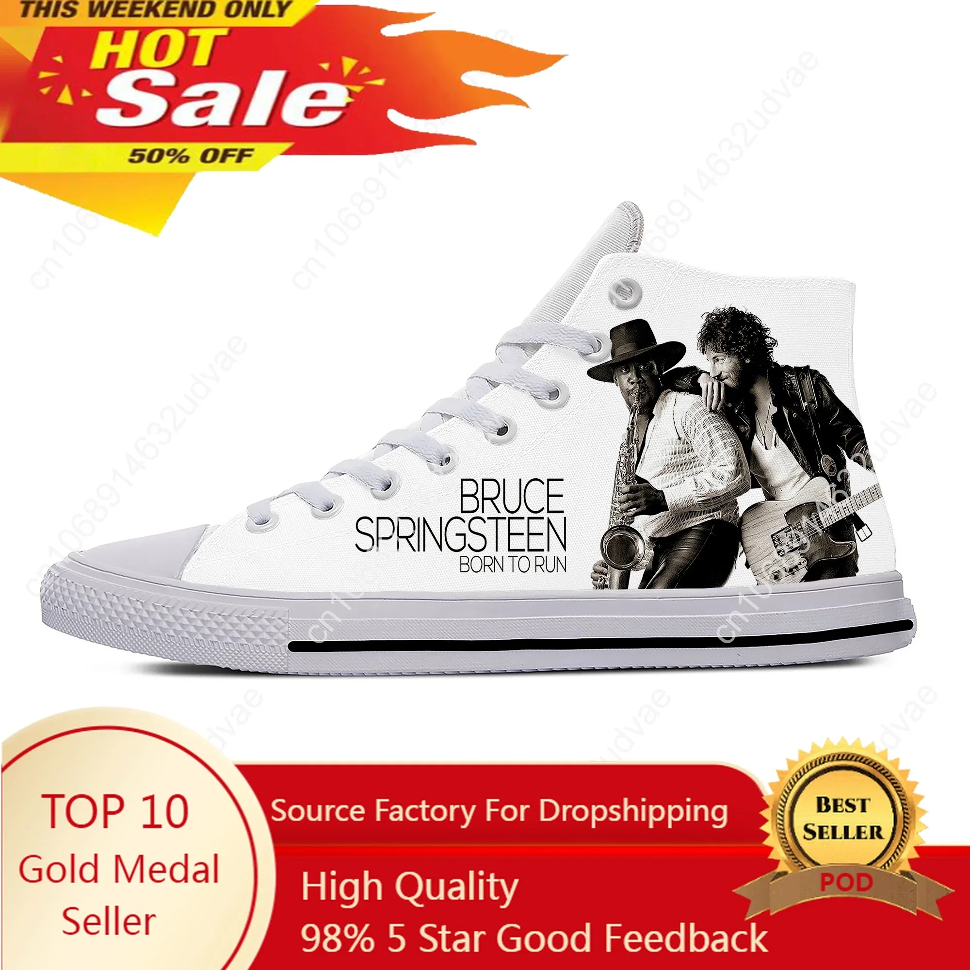 Born To Run High Top Sneakers Bruce Springsteen uomo donna adolescente scarpe Casual tela Running scarpe con stampa 3D scarpa leggera