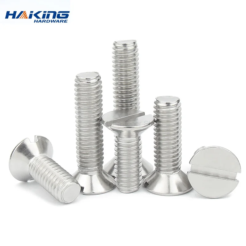 5-50pc M1.6 M2 M2.5 M3 M4 M5 M6 M8 304stainless steel GB68 Metric Threaded Slotted Flat Countersunk Head Machine Screw Bolt