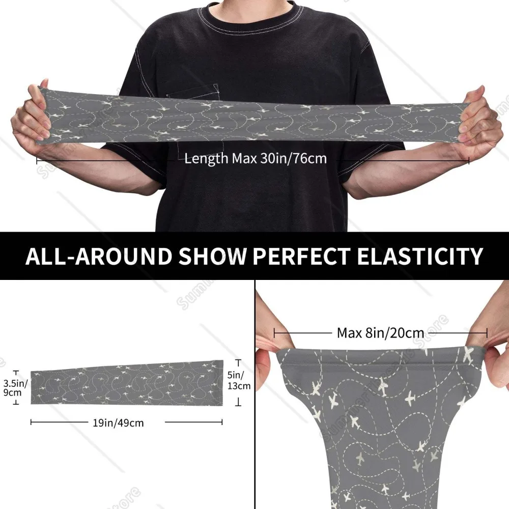 Airplane Routes Around The World Cooling Sleeves for Unsex, Arm Sleeves, UV Sun Protection Sleeve