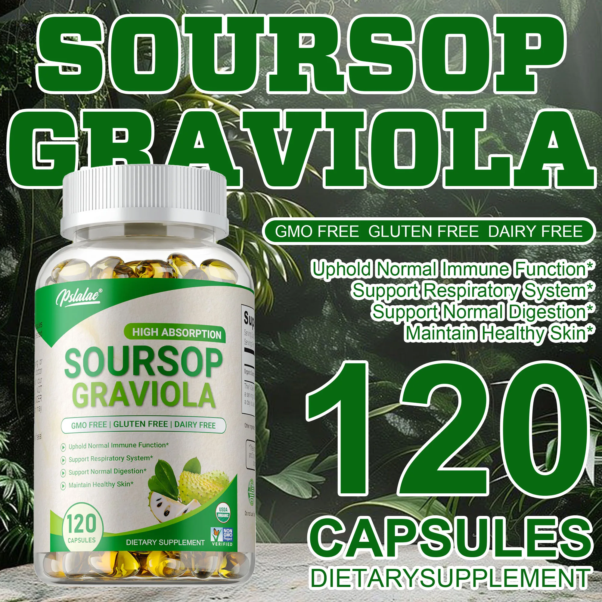 

Капсулы Soursop Graviola — улучшает настроение, повышает энергию, антиоксидант, способствует пищеварению и здоровью клеток, повышает иммунитет