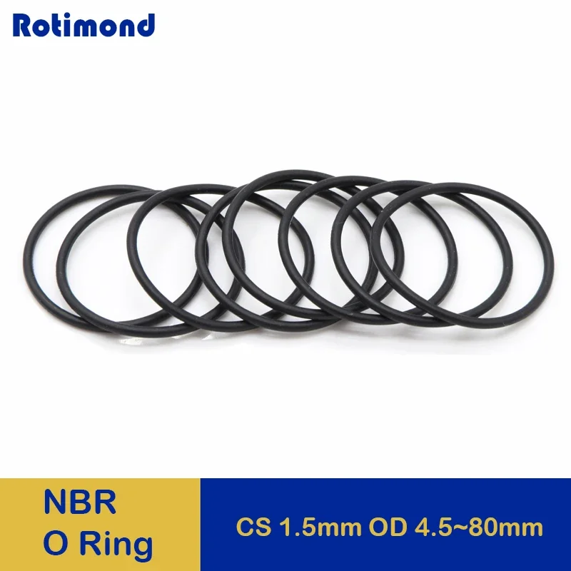 

50/100Pcs Black NBR O Ring Gasket CS 1.5mm OD 4.5mm ~ 80mm Nitrile Rubber O Type ring Corrosion Oil Resist Sealing Washer