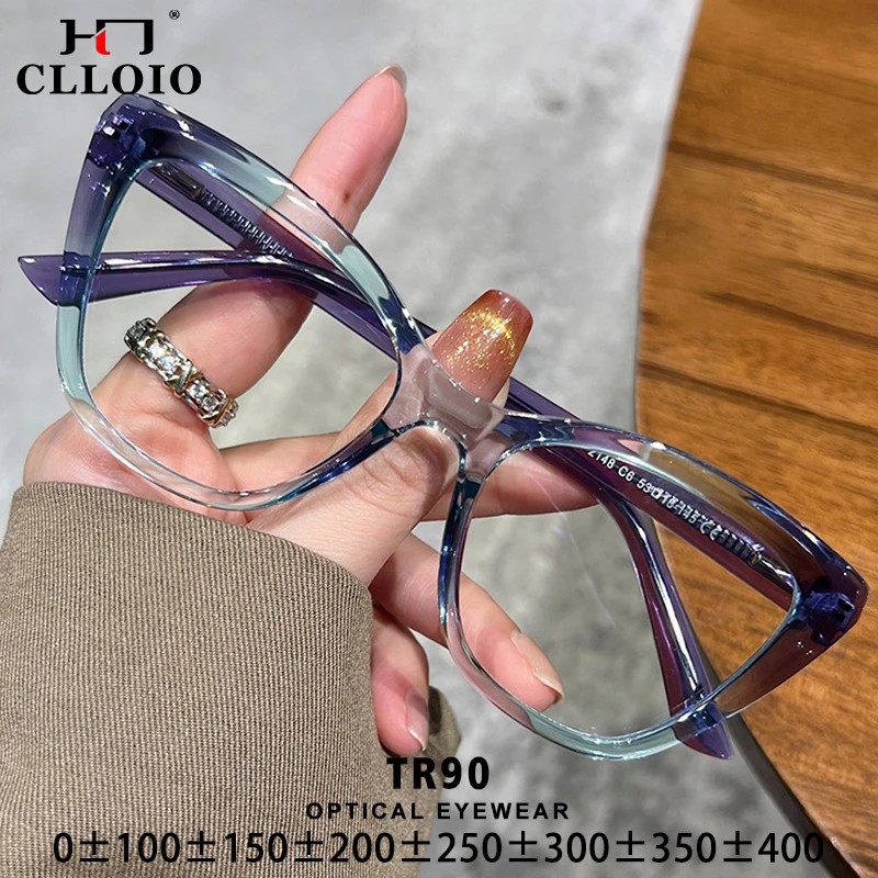 

CLLOIO New Fashion Anti Blue Ray Eyeware Frame Women Cat Eye Reading Glasses Myopia Hyperopia Customizable Prescription Glasses