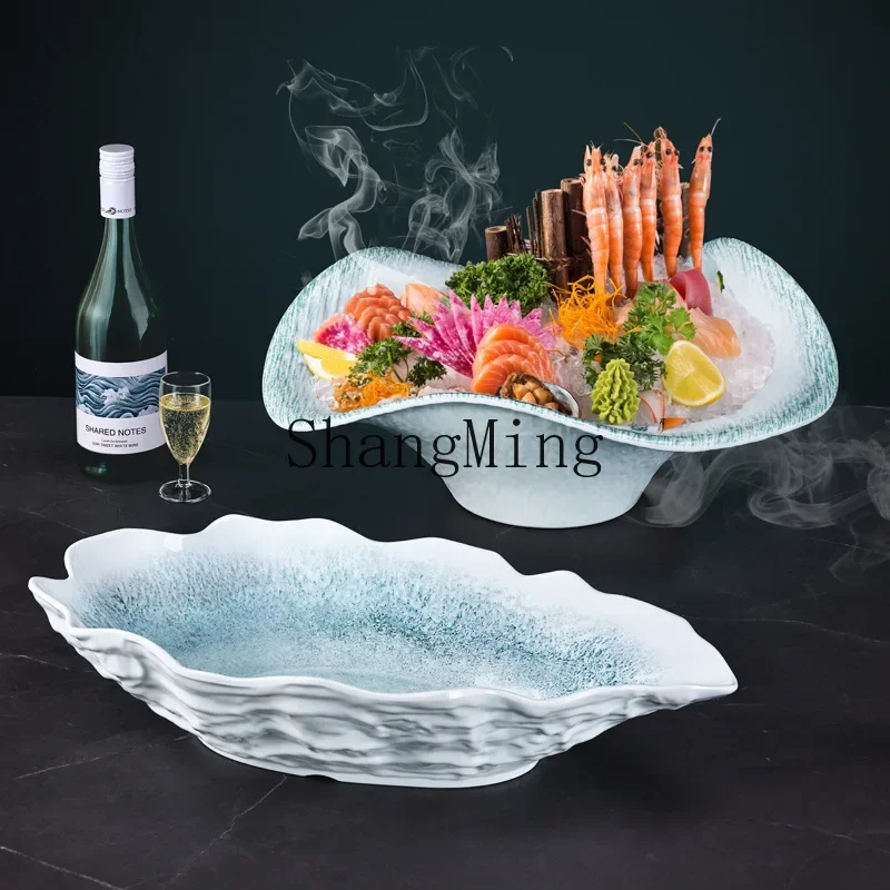

CL light luxury melamine dry ice plate seafood plate creative hotel restaurant seafood high-end special salmon