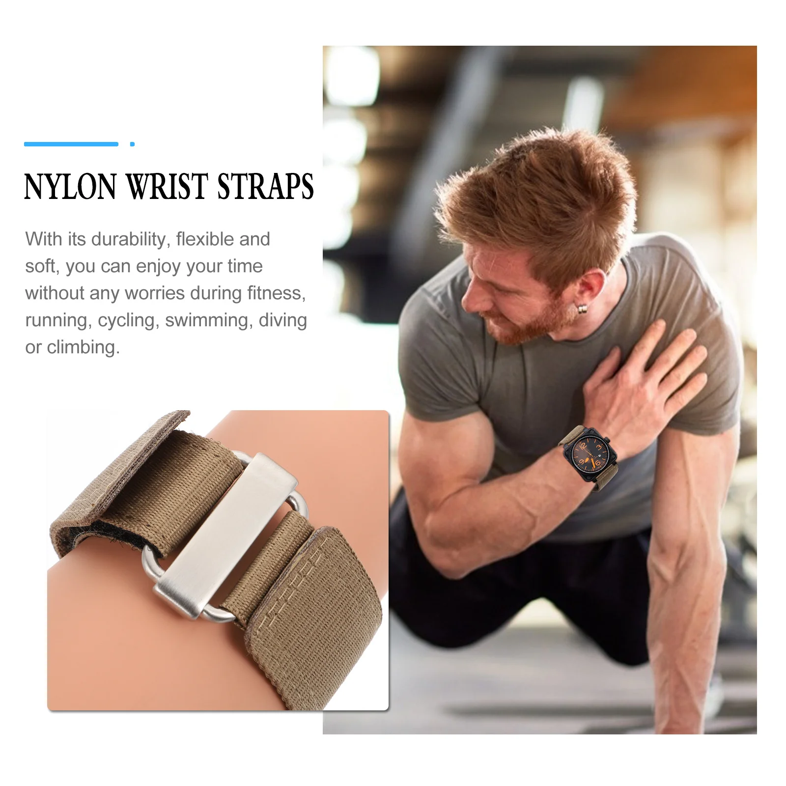

Nylon Watch Strap Hook Loop Hook and Loop Watchband Stretchy Lightweight Workout Watch Wristband Nylon Wrist Straps