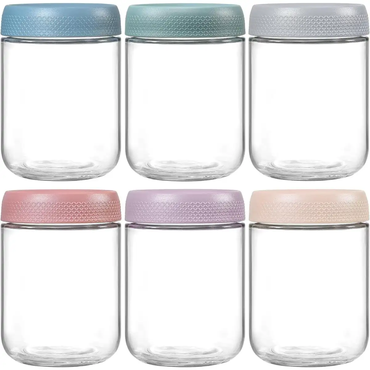 6-pack 16 oz Overnight Oats Containers with Lids Glass jars Airtight Wide mouth Mason Salad Food Storage Containers Snacks