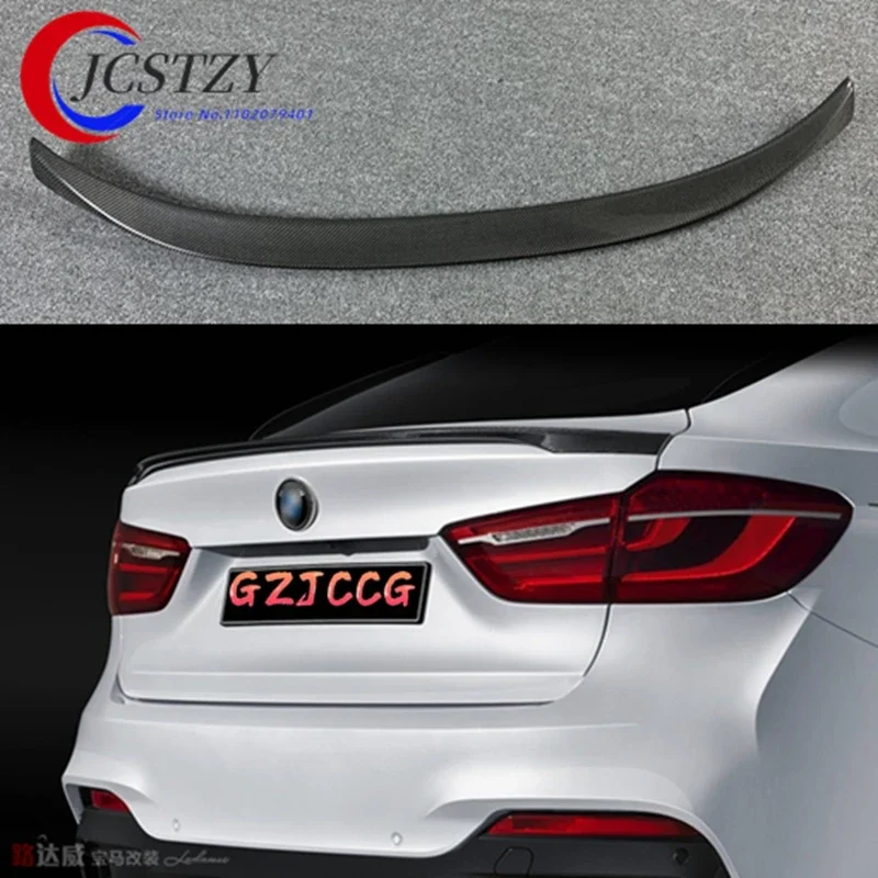 For BMW X6 F16 2014 2015 2016 2017 High Quality Carbon Fiber Material Rear Spoiler Tail Trunk Wing Boot Lip Molding