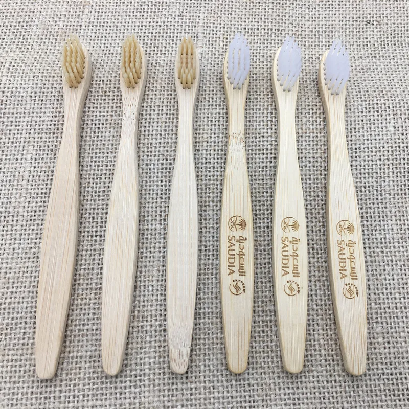 Child Natural Wood Toothbrush 100 Count Engraving Logo Bamboo Wooden - Reusable Travel Toothbrushes BPA Free Biodegradable