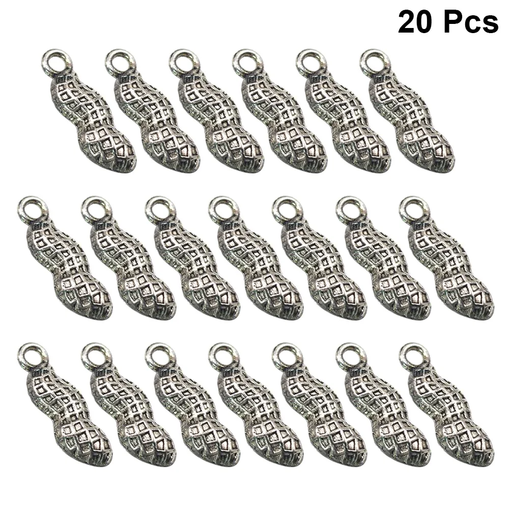 

20pcs Alloy Pendant Accessories for DIY Necklace Bracelet Earrings Jewelry Making Project Silver Peanut Shape Durability Charm