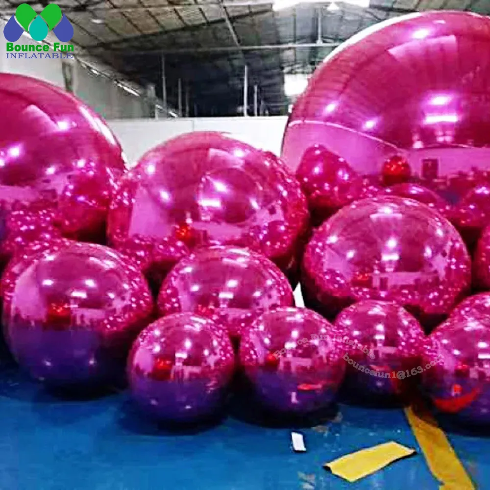 Fashion Attractive Design Pink Inflatable Mirror Balloon Christmas Decoration Sealed Mirror Ball For  Outdoor Indoor Party Event