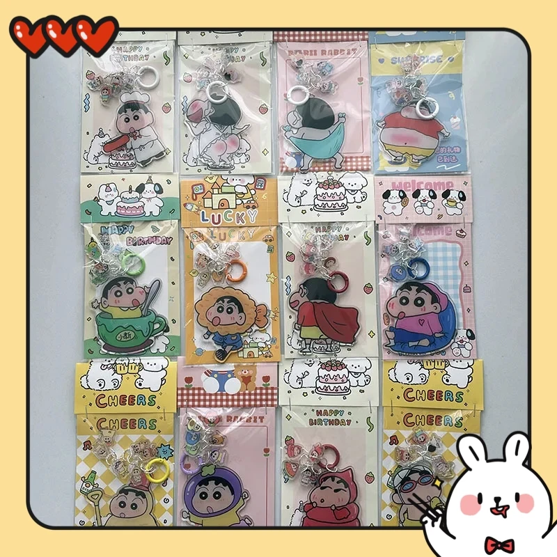 

Random sending Cartoon Anime Crayon Shin-Chan Keychain creative Backpack decoration Acrylic Pendant Children's Toy Gifts