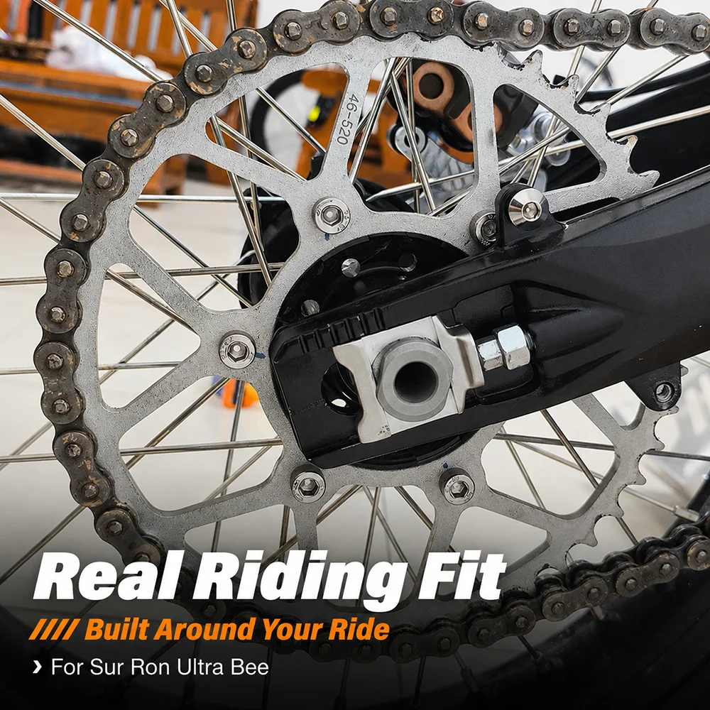 For Sur Ron Ultra Bee Surron Ultrabee Electric Dirt Bike Motorcycle Rear Sprocket 520 Chain 46T 50T 54T Tooth 7075 Aluminium