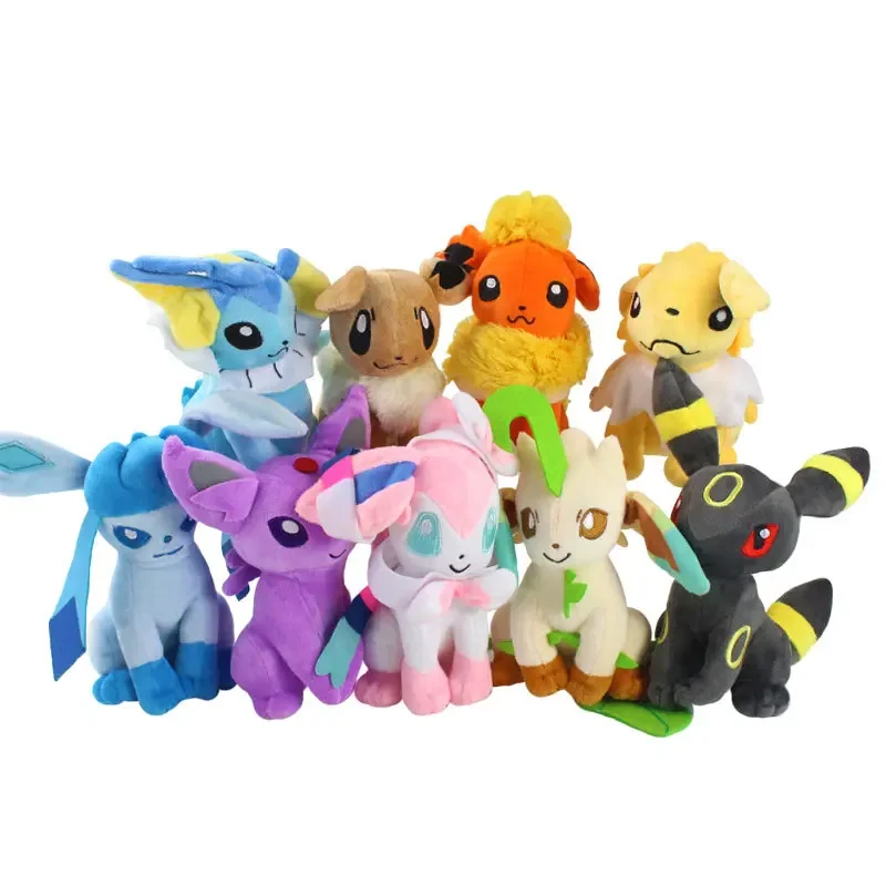 Pokemon Eevee Family Peluche Plush Toy Flareon Vaporeon Espeon Umbreon Leafeon Sylveon Pikachu Stuffed Doll Kid Xmas Gift