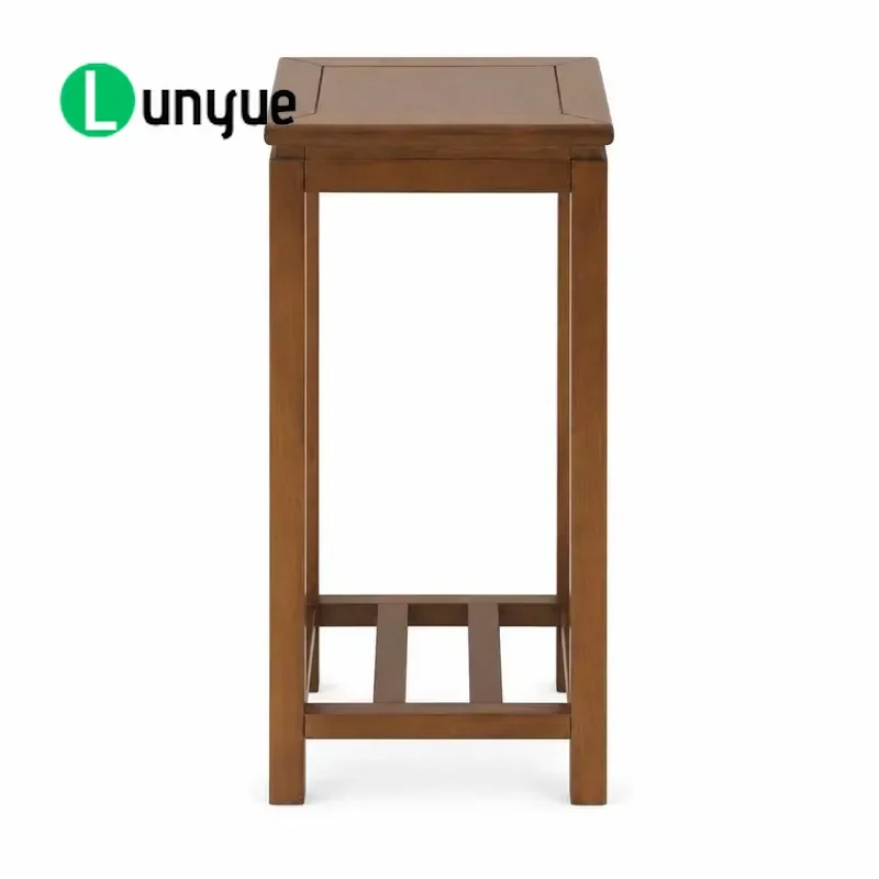 Chinese Classical Solid Wood Flower Stand Square Side Table Corner Coffee Table for Living Room Simple Storage Design